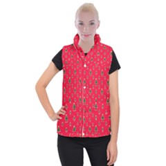 Sketchy Christmas Tree Motif Drawing Pattern Women s Button Up Vest by dflcprintsclothing