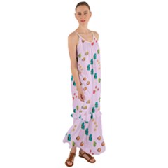 Marine Fish Multicolored On A Pink Background Cami Maxi Ruffle Chiffon Dress by SychEva