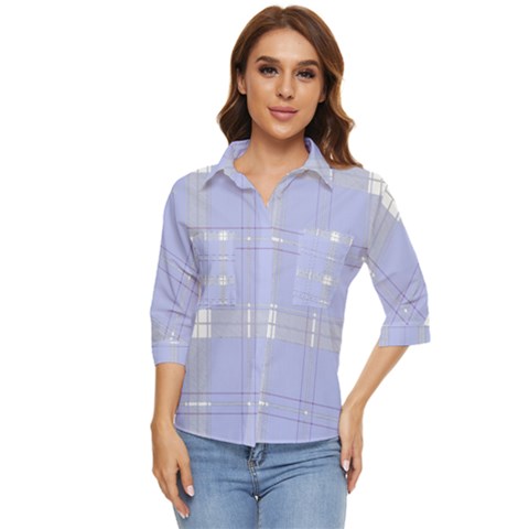 Lighblu Plaid Women s Quarter Sleeve Pocket Shirt by snowwhitegirl