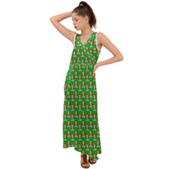 Girl Green V-neck Chiffon Maxi Dress by snowwhitegirl