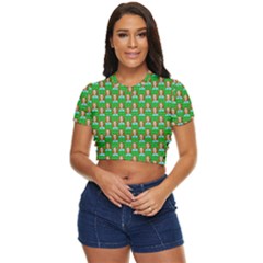 Girl Green Side Button Cropped Tee by snowwhitegirl