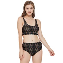 Cute Deer Pattern Black Frilly Bikini Set by snowwhitegirl