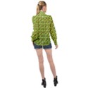 Cute Deer Pattern Green High Neck Long Sleeve Chiffon Top View2