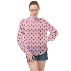 Kawaii Cute Deer Pink High Neck Long Sleeve Chiffon Top by snowwhitegirl