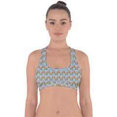 Girl Blue Cross Back Hipster Bikini Top  by snowwhitegirl