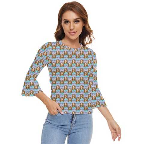 Girl Blue Bell Sleeve Top by snowwhitegirl