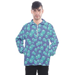 Blue Dandelions  Cute Plants Men s Half Zip Pullover by SychEva