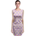 Yellow Hearts On A Light Purple Background Classic Sleeveless Midi Dress View1