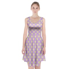 Yellow Hearts On A Light Purple Background Racerback Midi Dress by SychEva