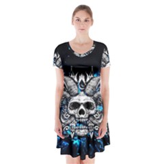 Skullart Short Sleeve V-neck Flare Dress by Sparkle