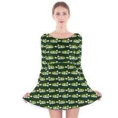 Green Puffer Long Sleeve Velvet Skater Dress by SeaworthyClothing