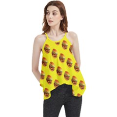 Vector Burgers, Fast Food Sandwitch Pattern At Yellow Flowy Camisole Tank Top by Casemiro