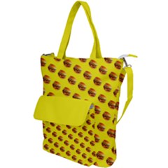 Vector Burgers, Fast Food Sandwitch Pattern At Yellow Shoulder Tote Bag by Casemiro