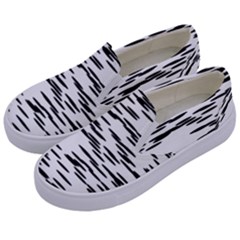 Black And White Abstract Pattern, Ovals Kids  Canvas Slip Ons by Casemiro