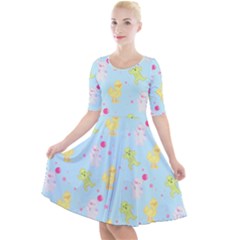 My Adventure Blue Quarter Sleeve A-line Dress by thePastelAbomination