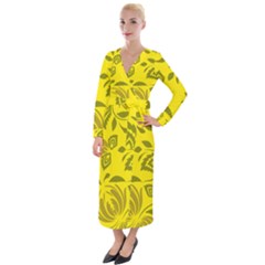 Folk Flowers Pattern Floral Surface Design Seamless Pattern Velvet Maxi Wrap Dress by Eskimos