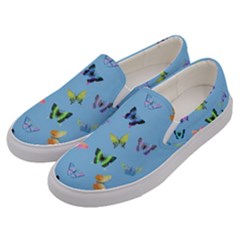 Multicolored Butterflies Whirl Men s Canvas Slip Ons by SychEva