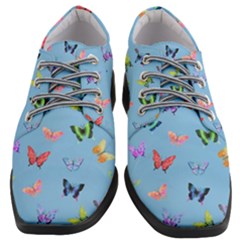 Multicolored Butterflies Whirl Women Heeled Oxford Shoes by SychEva