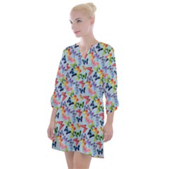 Beautiful Bright Butterflies Are Flying Open Neck Shift Dress by SychEva