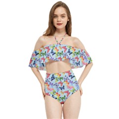 Beautiful Bright Butterflies Are Flying Halter Flowy Bikini Set  by SychEva