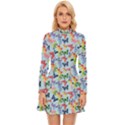 Beautiful Bright Butterflies Are Flying Long Sleeve Velour Longline Dress View1