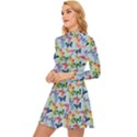 Beautiful Bright Butterflies Are Flying Long Sleeve Velour Longline Dress View2