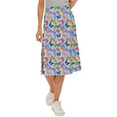 Beautiful Bright Butterflies Are Flying Midi Panel Skirt by SychEva