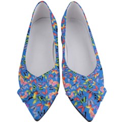 Multicolored Butterflies Fly On A Blue Background Women s Bow Heels by SychEva