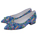 Multicolored Butterflies Fly On A Blue Background Women s Bow Heels View2