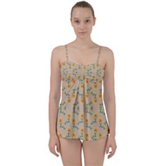 Flowers Pattern Babydoll Tankini Set by Sparkle