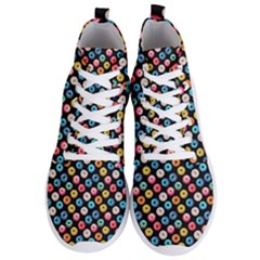 Multicolored Donuts On A Black Background Men s Lightweight High Top Sneakers by SychEva