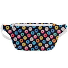 Multicolored Donuts On A Black Background Waist Bag  by SychEva