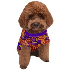 Purple And Orange Pumpkins, Crazy Halloween Pattern, Jack O  Lantern Dog T-shirt by Casemiro