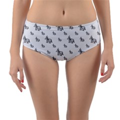 Grey Unicorn Sketchy Style Motif Drawing Pattern Reversible Mid-waist Bikini Bottoms by dflcprintsclothing