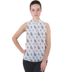 Grey Unicorn Sketchy Style Motif Drawing Pattern Mock Neck Chiffon Sleeveless Top by dflcprintsclothing