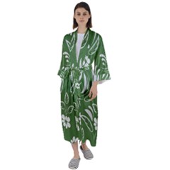 Folk Flowers Pattern Floral Surface Design Seamless Pattern Maxi Satin Kimono by Eskimos