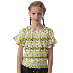 Cartoon Pattern Kids  Cut Out Flutter Sleeves by Sparkle