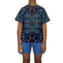 Blue pattern Kids  Short Sleeve Swimwear View1