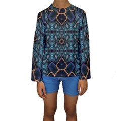 Blue Pattern Kids  Long Sleeve Swimwear by Dazzleway