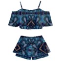 Blue pattern Kids  Off Shoulder Skirt Bikini View2