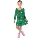 Krampus Kawaii Green Kids  Long Sleeve Velvet Dress View1