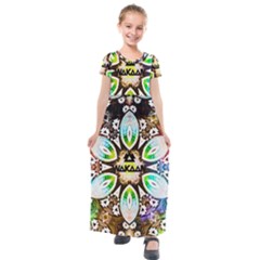 375 Chroma Digital Art Custom Kids  Short Sleeve Maxi Dress by Drippycreamart