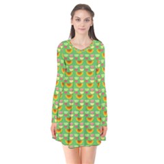 Fruits Long Sleeve V-neck Flare Dress by Sparkle