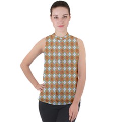 Geometry Mock Neck Chiffon Sleeveless Top by Sparkle