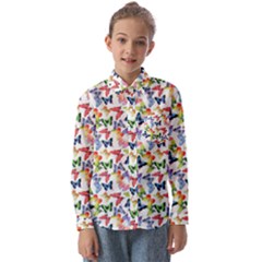 Multicolored Butterflies Kids  Long Sleeve Shirt by SychEva