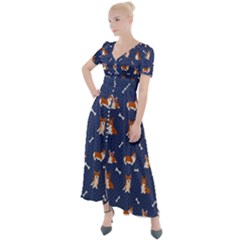 Corgi  Button Up Short Sleeve Maxi Dress by SychEva