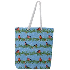 Bullfinches On Spruce Branches Full Print Rope Handle Tote (large) by SychEva