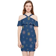 Magic Snowflakes Shoulder Frill Bodycon Summer Dress by SychEva