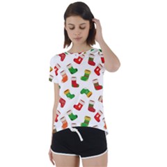 Christmas Socks  Short Sleeve Foldover Tee by SychEva