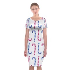 Christmas Candy Classic Short Sleeve Midi Dress by SychEva